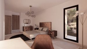 Villa en Llenes - vista dormitorio con cama matrimonio